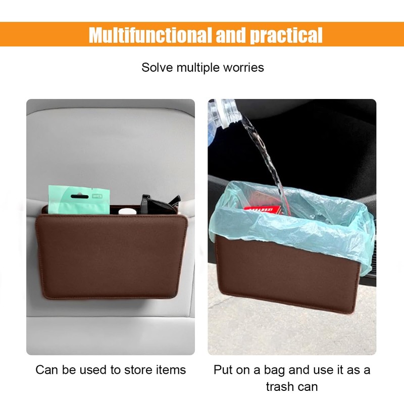 GLSOWEE Car Trash Can, Auto Leather Trash Bin Garbage Organizer