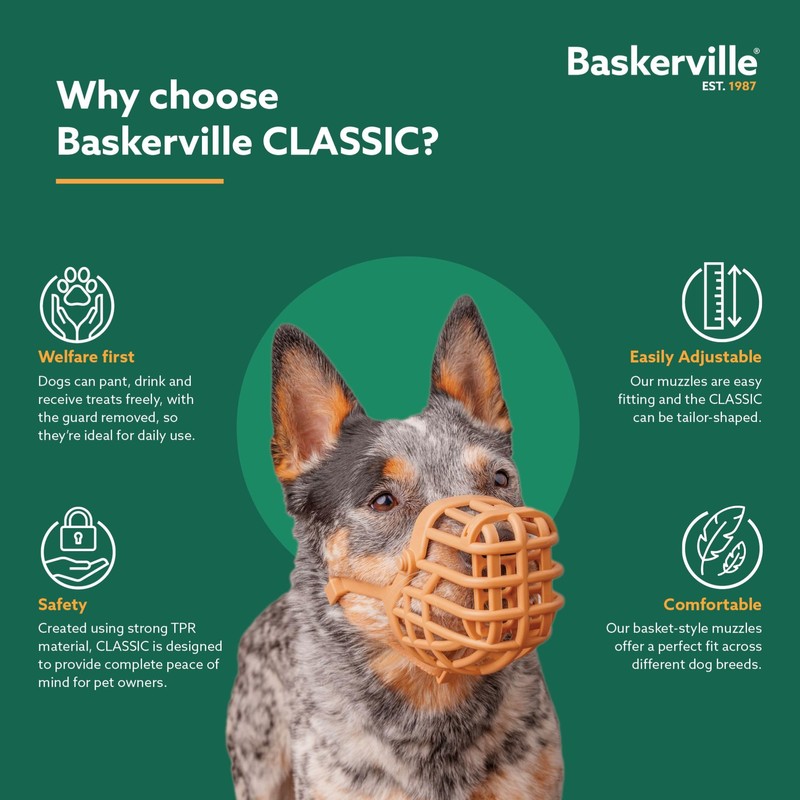 Baskerville Classic Basket Muzzle - Dog can Pant and Drink,