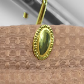 Gold Decorative Shower Curtain Hooks: Brass Gold Oval Design Rustproof Heavy Duty Metal Shower Curtain Rings for Bathroom - Classic Elegant Shower Curtain Hangers for Shower Rod - Set of 12