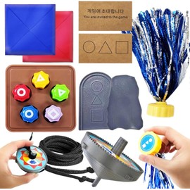 Amerzam Gonggi Korean Game, Gonggi Korean Tossing Game Set (Korean Traditional Play) Jebi chagi Stone catching Biseokchigi Paeng-y DDAKJI Family Party Collections (1 Set)