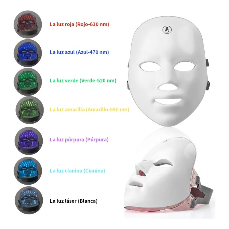 Fnbrli Máscara Led Facial De 7 Cromoterapia Elimina Acne/arrugas