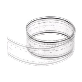 sourcing map Film Flexible Ruler 100 cm 0.1 mm Scale with R Angle & Wide Lines PET Plastic Folding Straight Ruler Calibration Soft Measuring Tool for Factory Transparent