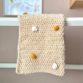 myboshi Edda Children's Crochet Set for Beginners Including Velvet XL Yarn, Crochet Hook, Wool Needles, Instructions, Label, 100% Polyester, Beige (Sand) with Crochet Hook