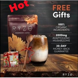 RYZE Starter Kit [Mushroom Coffee Bundle l6Adaptogenic Mushrooms |USDA Organic |linstant Coffee I MCTOil[ USAGrown l Better Energy