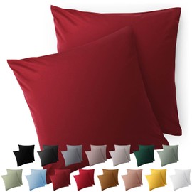 Blumtal Set of 2 Cushion Covers, 50 x 50 cm, with Zip, Pillow Case Made of Soft Brushed Microfibre Fabric, Oeko-Tex® Certified, Aurora Red