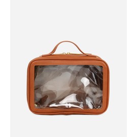 FAWN DESIGN The Toiletry Case, Hanging Travel Toiletry Bag for Women, 2 Compartments, Premium Matte Faux Leather Clear Toiletry Bag, Zippered Large Toiletry Bag, Easy to Clean, 9.5 x 3.5 x 6.5 inches