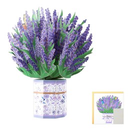 Jagowa 3D Pop-up Flower Bouquet Greeting Card Cherry Blossoms Sunflower Lavender Carnation Flower Mum Mother’s Day Birthday Card, 2212-65B