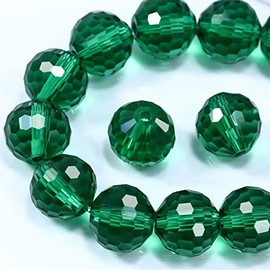 Dowarm 100PCS 8MM Crystal Glass Beads for Jewelry Making, Faceted for Crafts Bracelet Wind Chimes Suncatcher, #5003 Rondelle Spacer, Loose Gemstones, Malachite Green