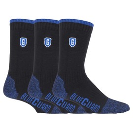 BLUE GUARD Blueguard - 3 Pair Multipack Ultra Durable Work Socks for Steel Toe Boots | Mens & Womens Long Lasting Heavy Duty Socks (4-8, Black)
