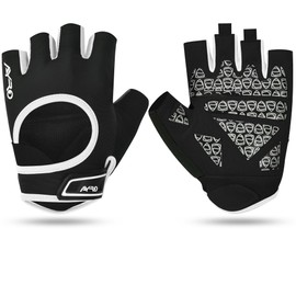 AYRO Breathable Weight Lifting Gym Workout Gloves with Extra Grip for Men & Women, Excercise Gloves with Full Palm Protection, Removal with Durable Closure, for Weightlifting (Black/White, Large)