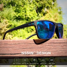 Sunglasses for Men, Mens Sunglasses Polarized with Lightweight Frame and UV Protection (Ice Blue/Dark Blue/Red)