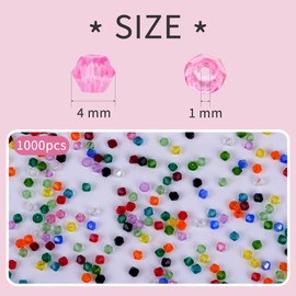 Kalumy 1000PCS Bicone Crystal Beads 4mm Glass Faceted Spacer Beads Bulk for Jewelry Making DIY Bracelets Necklace Earring Crafts (Yellow)