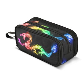 Bolaz Fire Rainbow Dragon Pencil Case Large Capacity Pen Bag with Compartment Students Stationery Organizer Pencil Pouch Marker Case for School Office Work