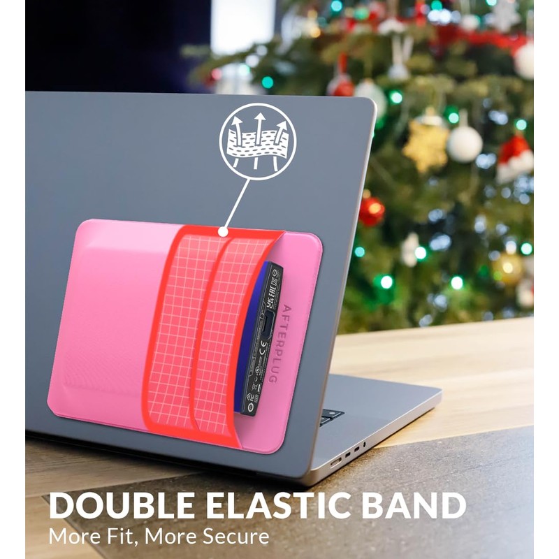 Afterplug 2-Pocket Adhesive Pouch for Laptop, Compatible with External 2.5"