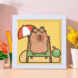 LJJINGXS Cute Capybara 5D Diamond Art Kits with Plastic Crate,DIY Painting Art for Women Diamond Arts and Crafts Sets, Big Gem Full Drill Diamond Dots for Beginners
