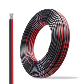 TMH 16 AWG 2pin 2 Color Red Black Cable 20 FT Hookup Electrical LED Strips Extension Wire 10A 12V/24V, 2 Conductor Parallel Strips Extension Wire for Ribbon Lamp Tape Lighting (1 Pcs)