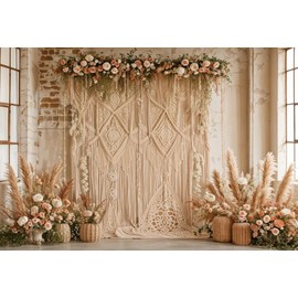 Kate Boho Backdrop Bohemia Backdrop with Floral Boho Floral Photo Background Ceremony Party Background for Photography Studio Props, 7x5ft