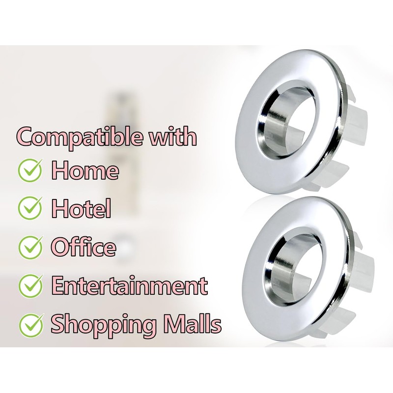 KAPSING Pack of 2 Sink Overflow Covers, Round Brass Kitchen