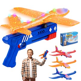 Advanced Group Corp. Airplane Launcher with 3 Foam Glider Planes, Blue and Orange