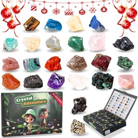 Generisch Calendrier de l'Avent Gemmes Christmas Advent Calendar 2024 Crystals, 24 Days Christmas Advent Calendar Countdown Surprises, Natural Minerals and Gemstones Gift