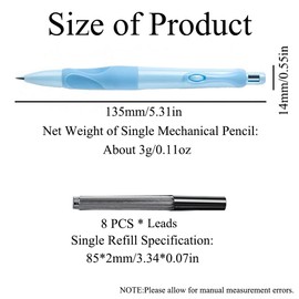 Cute Mechanical Pencil Set, 4 Pieces 2 mm Ergonomic Grip Pen with 80 Pencil Leads and 2 Erasers for Writing Drawing Home Office School Accessories