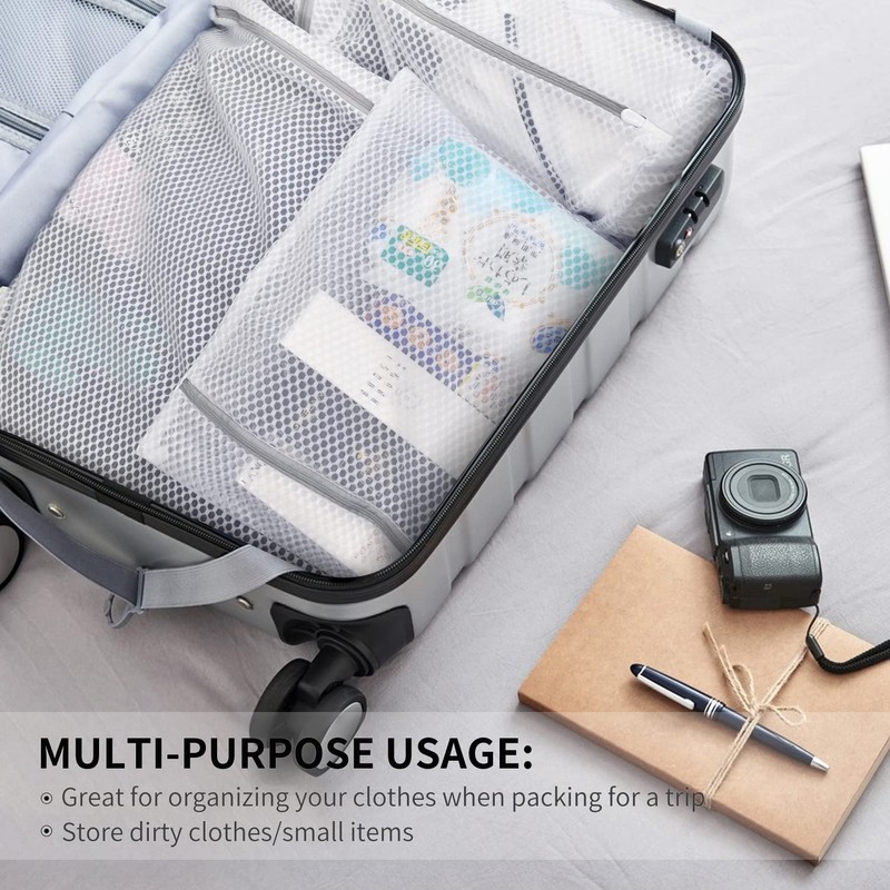 3 Premium Honeycomb Laundry Bags for Delicates with Zip, Travel