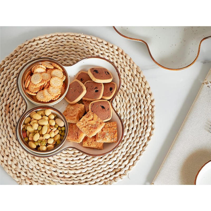 ONEMORE Chip and Dip Serving Set, 8.5 inch Speckled Ceramic