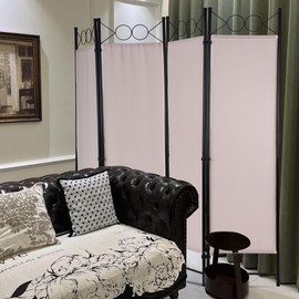 FDW 4 Panel Room Divider and Folding Portable Partition Screen, 6FT Wall Divider Screen for Dorm Bedroom Office, Sand