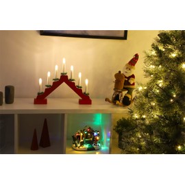 Christmas Concepts® Christmas Red Wooden Candle Bridge with Warm White LED Lights - Battery Operated