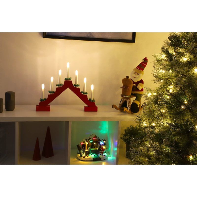 Christmas Concepts® Christmas Red Wooden Candle Bridge with Warm White