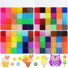 Lenwen 52000 Pcs Fuse Beads 96 Colors 2.6 mm Tiny Mini Fuse Beading Melty Beads with Pegboards Creative Refill Set Art Crafts for Girls Kids Beginners DIY Art Beading Party