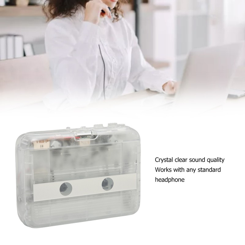 Cassette to MP3 Converter Multifunction Auto Reverse Transparent Retro Portable
