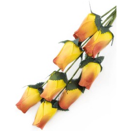 Yellow Roses with Burgundy Tips Bunch of 8 Closed Bud Wooden Roses for Crafts Custom Bouquets and Other DIY Projects. Choose Form Over 60 Colors