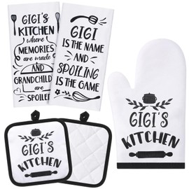 Tatuo 5 Pcs Gigi Kitchen Set Includes 2 Pieces Gigi Dish Towels Microfiber Dish Towels, 2 Pieces Gigi Oven Pads Pot Holder, Gigi Oven Mitt Gigi Gift for Home Birthday Kitchen Cooking Baking