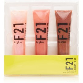 Forever 21 - F21 - Beauty Lip Gloss Set, Pack of 3 Tubes, Clear and Tinted Shades, Hydrating, Plumping, Non-Sticky Formula for Glossy Shine, Rose Gold/Posy/Copper
