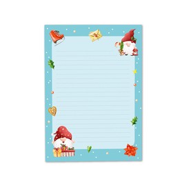 Letter Paper Set Christmas Tomte Gnome as Letter Pad with Envelope for Children Girls Boys Christmas Writing Paper (A5 Pad with 25 Sheets + 15 Envelopes)
