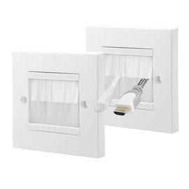 2 Pcs Cable Entry Cover, Wall Cable Cover, Cable Wall Cover, Brush Plate Opening Port Insert Socket Wiring Plug Jack Decorative Cover Outlet Mount Panel for Cables - White