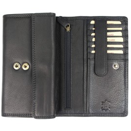 High Quality Large Vintage Leather Women's Purse Purse Soft Leather with Extra Many Compartments – 17.5 x 10 x 4 cm (W x H x D), black, Vintage