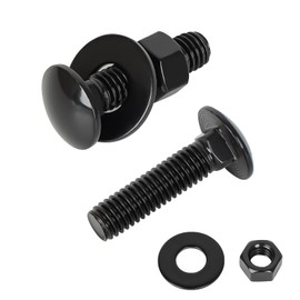 3/8-16 x 2-1/2" Carriage Bolt Kit, Stainless Steel 304 Carriage Bolts Screws with Hex Nuts & Flat Washers, Round Head Square Neck, Full Thread, Black Finish, 4 Sets
