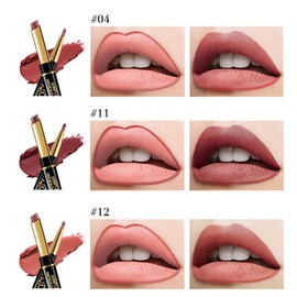3Pcs Matte Lip Liner and Lipstick Combo Set for Women,Antique Rose Chestnut Nude Brown Double-Ended Lip Liner and Lipstick Kit,24 Hours Long Lasting Waterproof Smudge Proof Makeup labial-04#11#12#