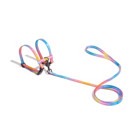 Cat Harness, Cat Harness, Double Lock, Easy, Cat Leash Harness Set, 2-piece Set, One Touch Adjustable, Cat Harness 7.9 - 16.9 inches (20 - 43 cm) (Multicolored Orange)