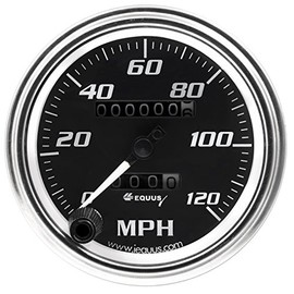 Equus 7072 3-3/8" Mechanical Speedometer, Chrome with Black Dial
