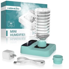 HOMDIS Portable Humidifier - Small Air Humidifiers for Bedroom, Plants, Office, Travel - Cool Mist Humidifiers, Color-Changing Accent Light, 2 Mist Settings