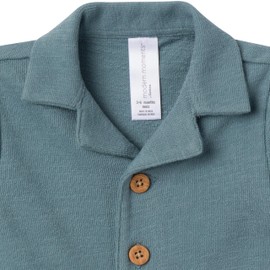 Modern Moments by Gerber Baby Boys' Collared Short Sleeve Romper, Dark Teal, 24 Months