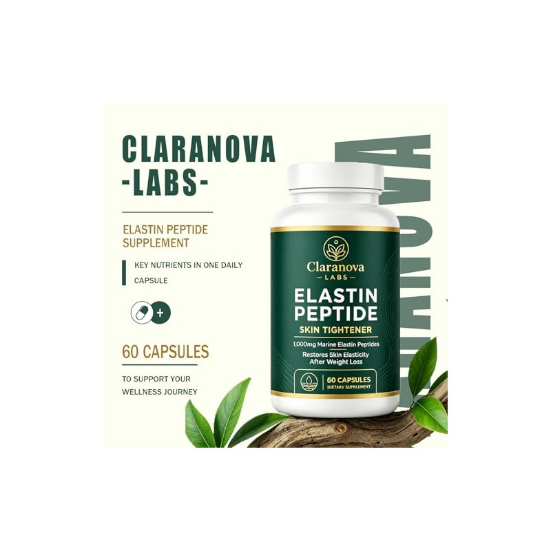 Claranova Labs Elastin Peptide, Elastin Peptide Skin Tightening Formula, 60