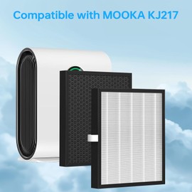 2 Pack KJ217 Replacement Filter Compatible with MOOKA KJ217 Smart Air Purifier, 3-in-1 H13 TRUE HEPA Replacement Filter with High-Efficiency Activated Carbon and Pre-Filter for Pets Odor, Smoke, Dust