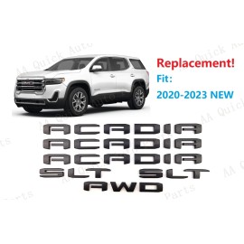 GMC 6PC Matte Black Door Rear Tailgate Acadia SLT AWD Letter Emblem 2020-2023 Acadia