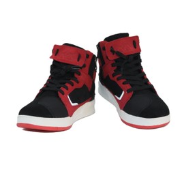 shamofeng Motorcycle Shoes Men Leather Street Bike Boots, Protective Motorcycle Sneakers, Breathable Street Riding Boots for Men and Women, Anti-Collison Toe and Heel, Anti-Slip Bottom, Red EU 43