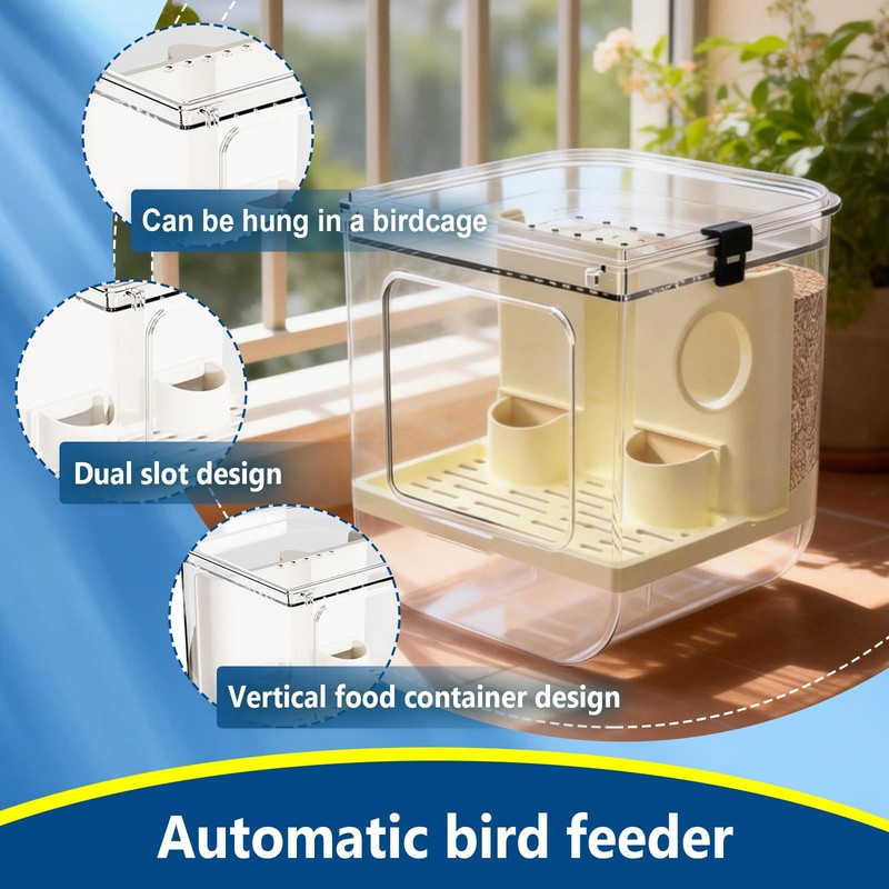 Pcmursal No Mess Bird Feeder for Cage, Hanging Bird Bath