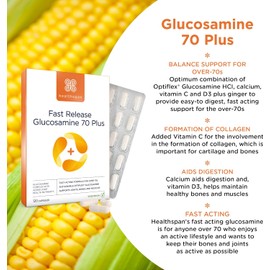 Healthspan Fast Release Glucosamine 70 Plus | 120 Capsules | With Vitamin C, D3, Calcium & Ginger Extract | Supports Joint, Bone & Immune Health | Easy-to-Digest Vegetarian Formula | Tailored for Adults 70+